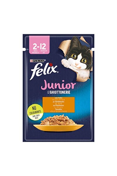 FELIX Tavuklu Junior Yavru Kedi Islak Maması 85gr X 26 Adet Kedi Yaş Mama Kedi Pouch Konserve