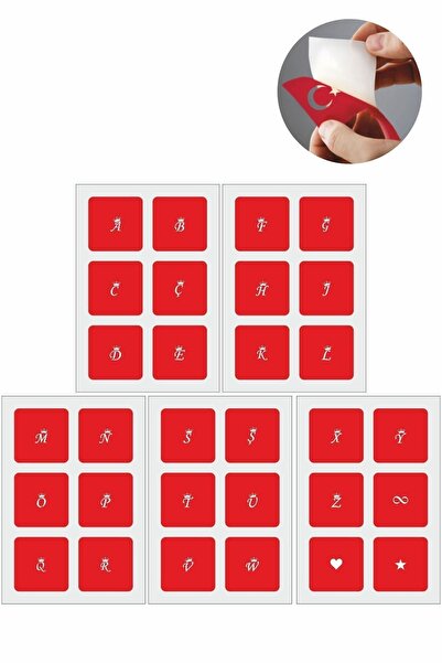 Airbrush Tattoo Mini Taçlı Harf Dövme Şablonu