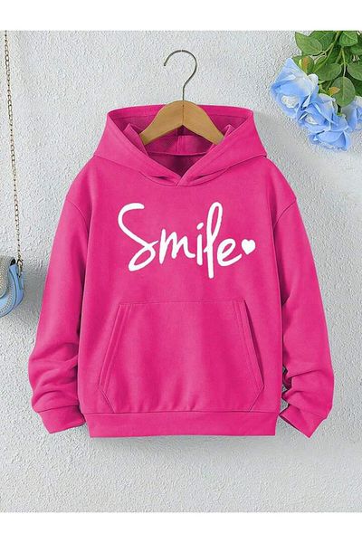 Machetta Hanorac cu glugă de iarnă supradimensionat pentru copii cu imprimeu Smile