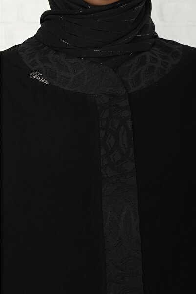 Tuğralı Medina Silk Μαύρο μοτίβο Ferace