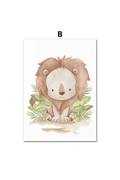 TABLOX Cute Tiny Animals 6-Piece Frame Look Modern Mdf Painting Set – Baby and Kids Room Decor