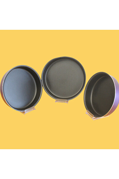 Arzu Çelik 3 Parça Granit Yuvarlak Tepsi