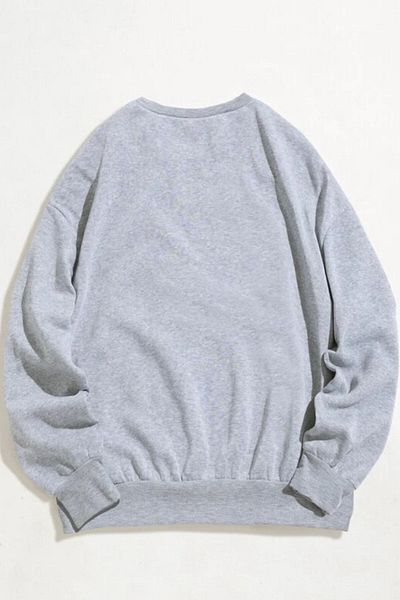MODAGEN Unisex šedá jednobarevná oversize mikina Crew Neck