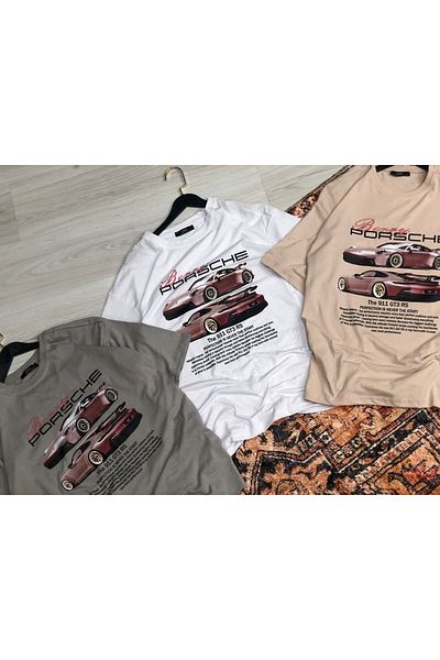 Shine Stone Tricou oversize pentru bărbați cu imprimeu Porsche - pachet de 3