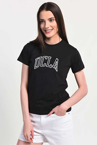 UCLA Γυναικείο μπλουζάκι Angela Black Crew Neck με κέντημα