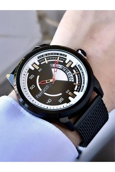 Ferrucci Men's Wicker Cord Wristwatch with Calendar