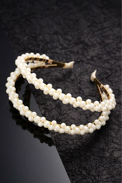 modernist Gold Pearl Double Row Special Day Bridal Crown