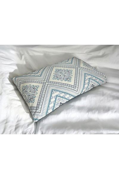 memhome Premier Ranforce 100% Cotton Blue-white Patterned 2 Pillow Cases - 50x70cm