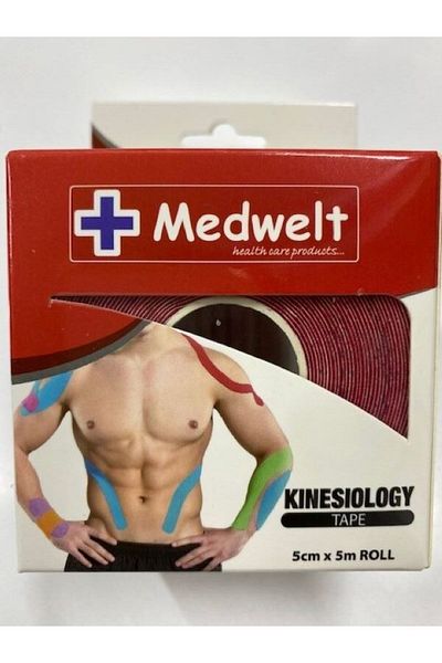 MEDWELT أشرطة الألم شريط كينيسيو أحمر 5 سم * 5 م