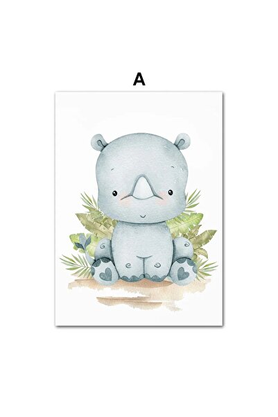 TABLOX Cute Tiny Animals 6-Piece Frame Look Modern Mdf Painting Set – Baby and Kids Room Decor