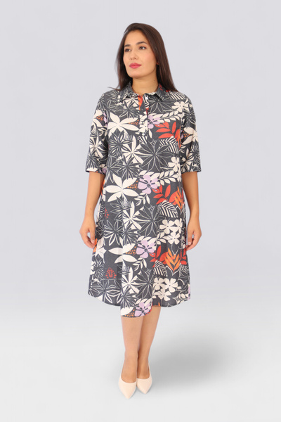 TOLGA SARAÇOĞLU 40309 Черна рокля с флорален принт