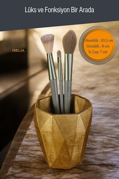 Viselia Χρυσό χρώμα Μακιγιάζ Organizer - Βούρτσα και Μοντέλο Βούρτσας 2