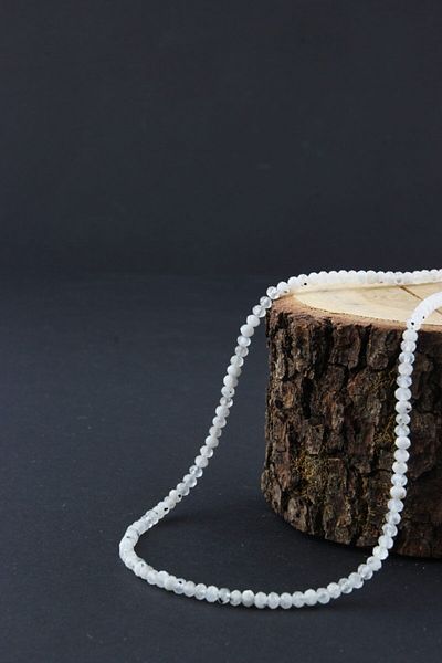 OSMANLI DEĞERLİ TAŞ Certified Moonstone Necklace Bracelet Set 4 mm