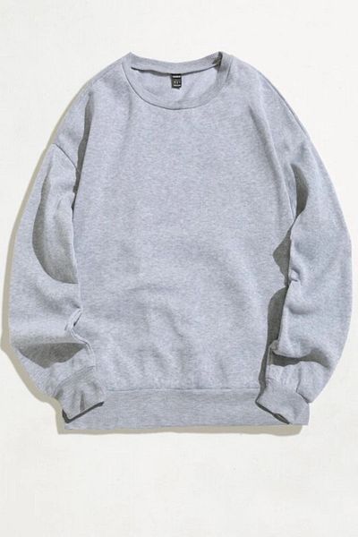 MODAGEN Unisex šedá jednobarevná oversize mikina Crew Neck