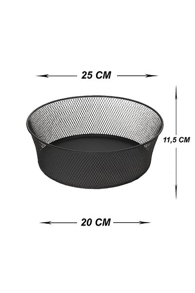 VENON Spring 25 cm Black Fruit Basket Makeup Basket Organizer Box Metal Basket Home Multi-Purpose Basket
