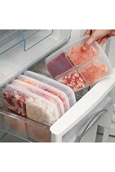 Purelegant Breakfast Vegetable Storage Container - 4 Compartments, Lid, Lunch Fridge Organizer, 2 Pieces 100 and 250 SF