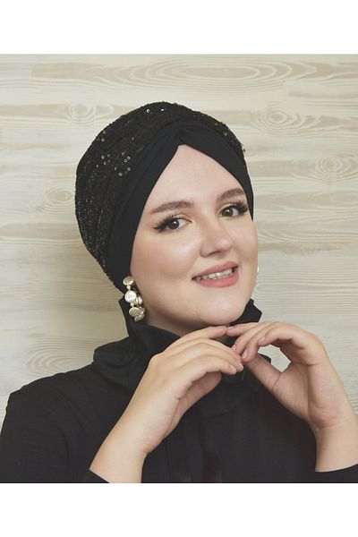 MOR SALKIM HOME Sequin Detailed Unfilled Hijab Bonnet