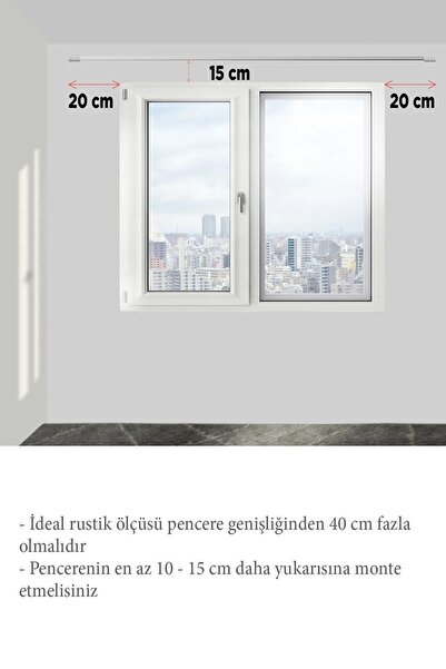 wenthi Antrasit Kornişli Metal Rustik Venti 20mm Çift Raylı Perde Askısı, Rustik Borusu, Metal Korniş