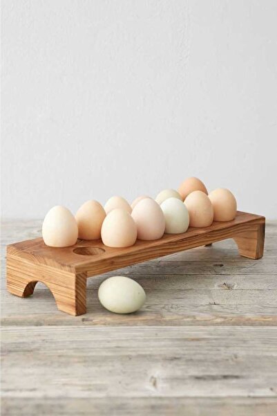 atolyesiahsap Wooden Log Egg Holder 12 Compartments