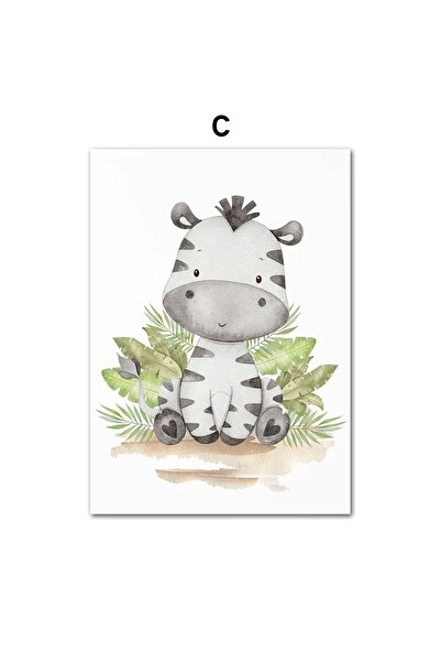 TABLOX Cute Tiny Animals 6-Piece Frame Look Modern Mdf Painting Set – Baby and Kids Room Decor