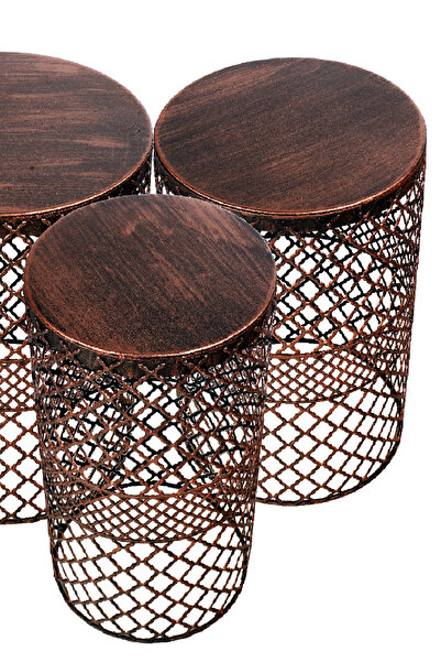 VENON Güven Avize Metal Modern Sehpa 3lü Takım Siyah Bakır Patine250x480)(300X480)(350X480)0053461