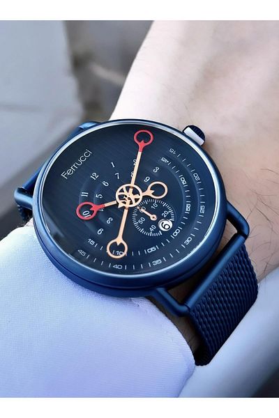 Ferrucci   Men's Calendar Straw Cord Wristwatch