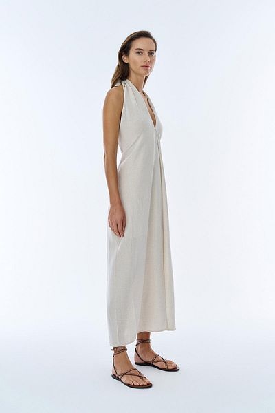 Quzu Rochie cu decolteu cu șarmuire Natur Textured