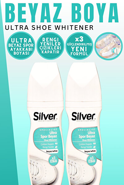 Silver X3 Etkili Güçlendirilmiş Ultra Beyaz Spor Bez Ve Kumaş Likit Ayakkabı Boyası 75 ml 2 Adet