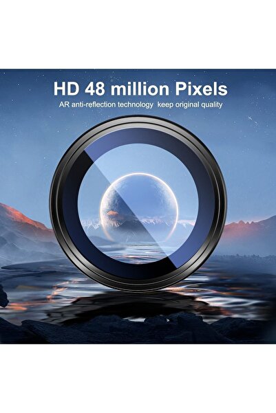 ZMOBILE Iphone 14 Pro Uyumlu Safir Kamera Lens Koruyucu Orijinal Kenarı Çıkıntılı Model Siyah