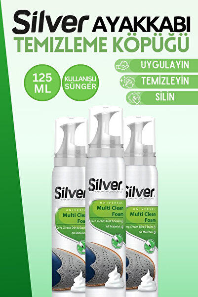 Silver Spor Ayakkabı Deri Ve Kumaş Temizleme Köpüğü 125 ml 3 Adet