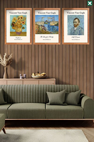 TABLOX Σετ 3 τεμαχίων του διάσημου ζωγράφου Βινσέντ Βαν Γκογκ, Μοντέρνος πίνα...