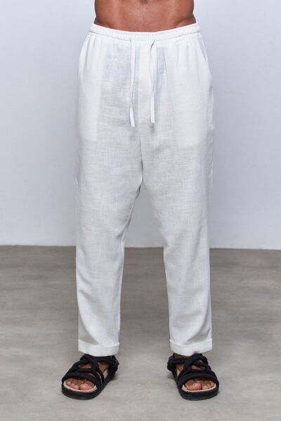Dear Deer White Linen Oversize Trousers