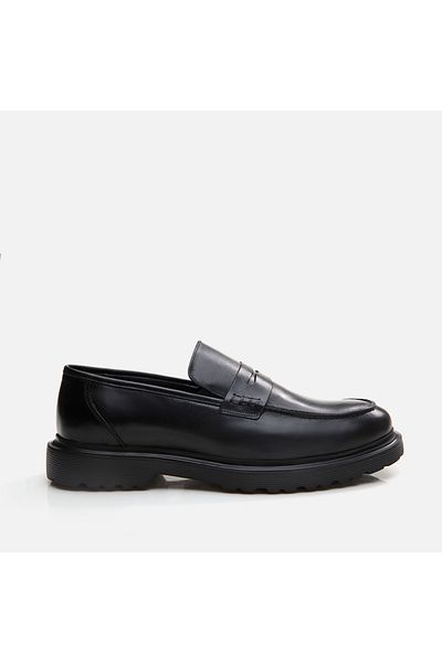Hotiç Black Genuine Leather Men's Loafer