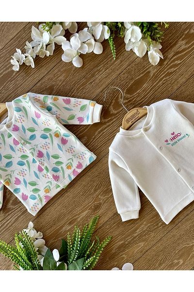 PATSAN Organic Cotton 2-Piece Baby Girl Top Cardigan Set Lale
