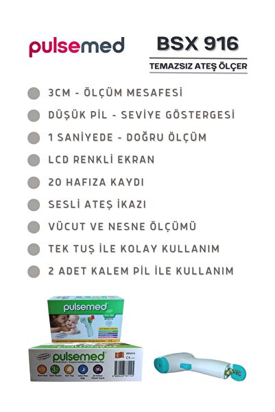 Pulsemed Bsx916 Temazsız Kızılötesi Alın Tipi Ateş Ölçer