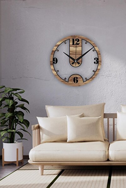 LandiWork Ahşap Duvar Saati, Büyük Duvar Saat, Sessiz Mekanizma, 60 Cm, Salon...