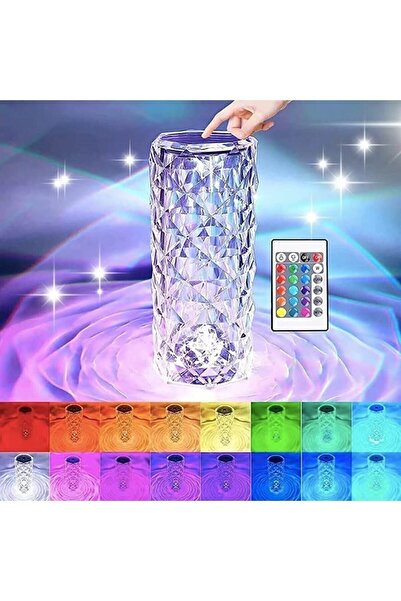ARD Kristal Görünümlü Dokunmatik Uzaktan Kumandalı Renk Değiştiren Masa Gece ...