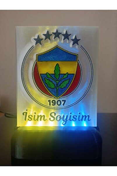 DÖNÜŞÜM ATÖLYESİ Kişiye Özel Isimli Sarı Lacivert Taraftar Dekoratif Led Lamba M1 Kablolu Sarı Lacivert Işıklı