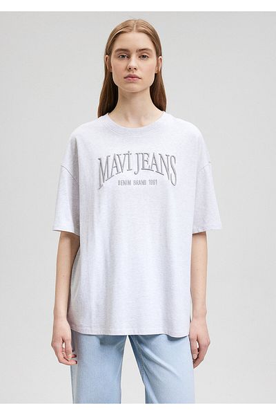 Mavi Džínové šedé tričko s potiskem oversize / široký střih1612415-87033