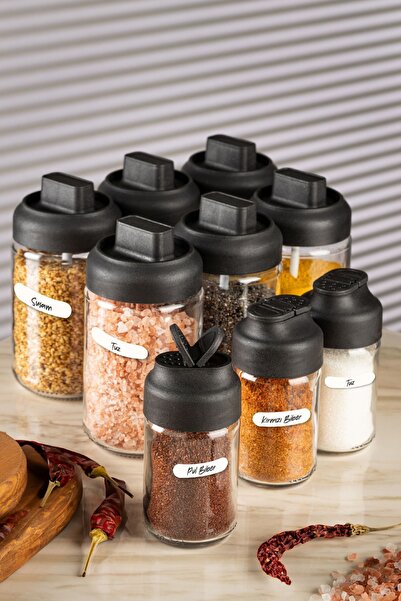 Vienev مجموعة من 3 أطباق توابل ملح و6 أطباق توابل ذاتية اللصق