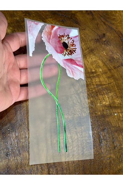 Gönülden Tasarım Tricou imprimat cu transfer de flori roz 19X9 CM