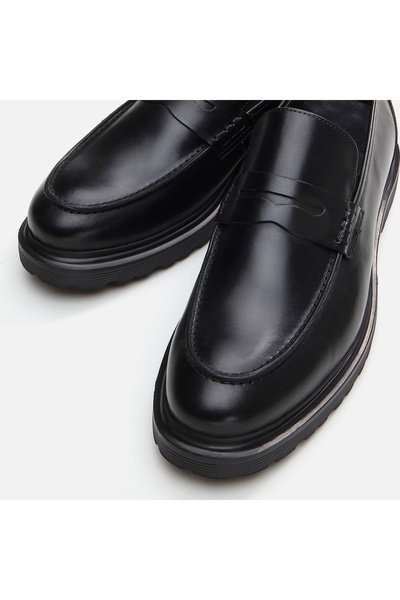 Hotiç Black Genuine Leather Men's Loafer