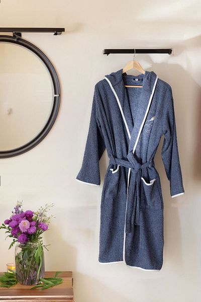 ELY PARKER Ανδρικό μπουρνούζι με μοτίβο Navy Blue Dowry Βαμβακερό ύφασμα - S/M/L/XL