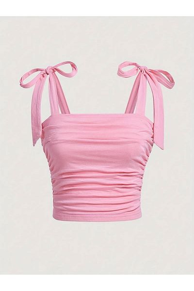 Wild Flower Crop Top cu bretele late - Vară cu fundă triplă