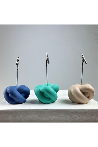 Melouro Knot Note Holder Set of 3 (grey Blue-ice Green - Cream)