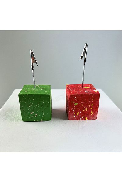 Melouro Red Green Colorful Splash Cube Note Holder Set of 2
