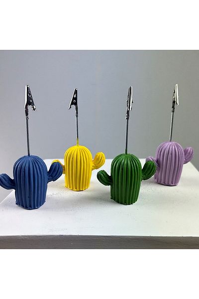 Melouro Cactus Note Holder Set of 4 (green - Yellow - Lilac - gray Blue)