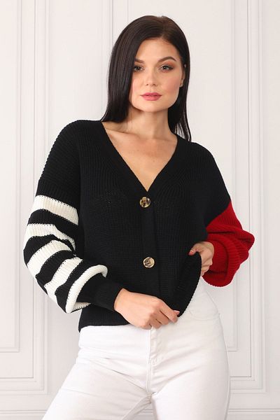 Devinka Cardigan de damă, negru, colorat, la modă, tricotaj