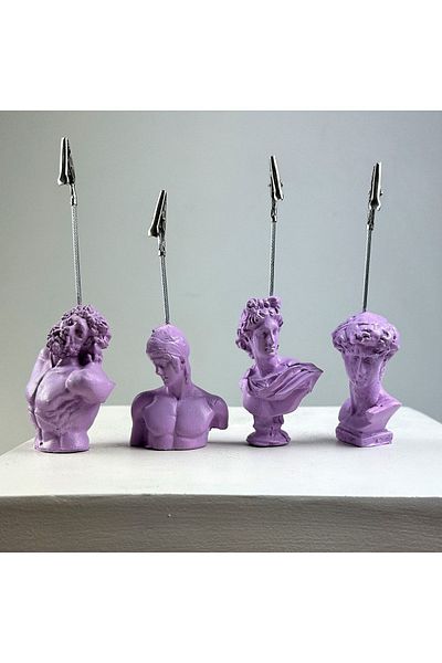 Melouro Lilac Color Laocoon, Ares, Apollo and David Sculpture Note Holder Set of 4