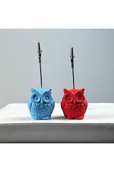 Melouro Owl Note Holder Set of 2 (coral - Light Blue)